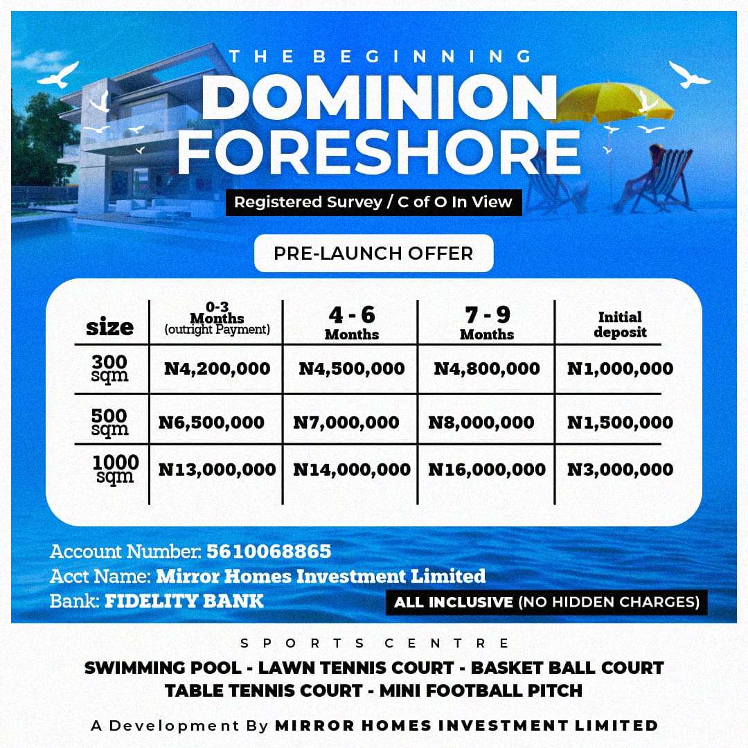 Dominion Foreshore Water Front Estate Epe, Lagos